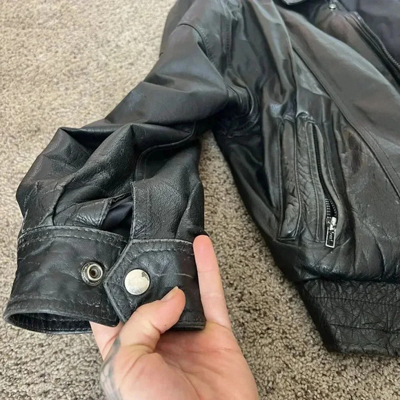 Vintage Leather‎ Jacket Mens Distressed Biker Outdoor Workwear Barn Chore Coat M - Picture 12 of 14